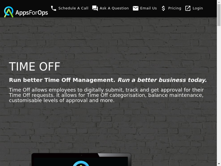 AppsForOps Time Off Landing Page