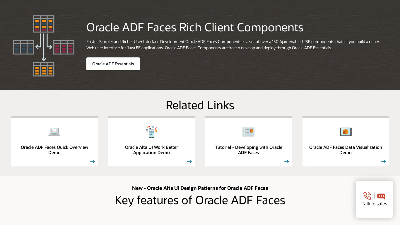 Oracle ADF Faces Landing page