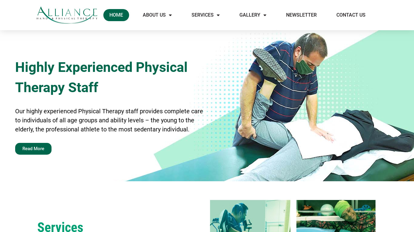 Physical Therapy Landing page