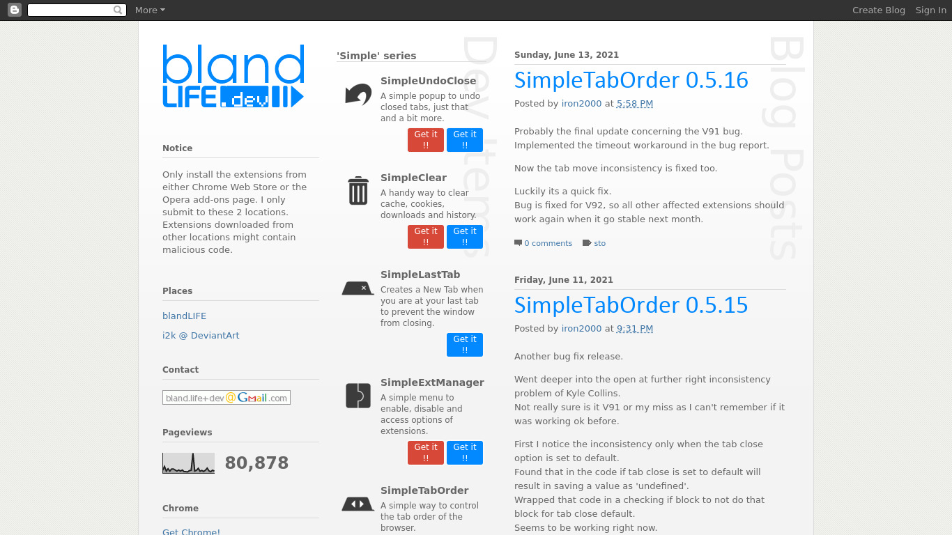 SimpleExtManager Landing page