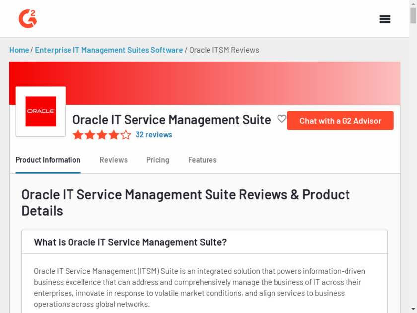 Oracle IT Service Management Suite Landing Page