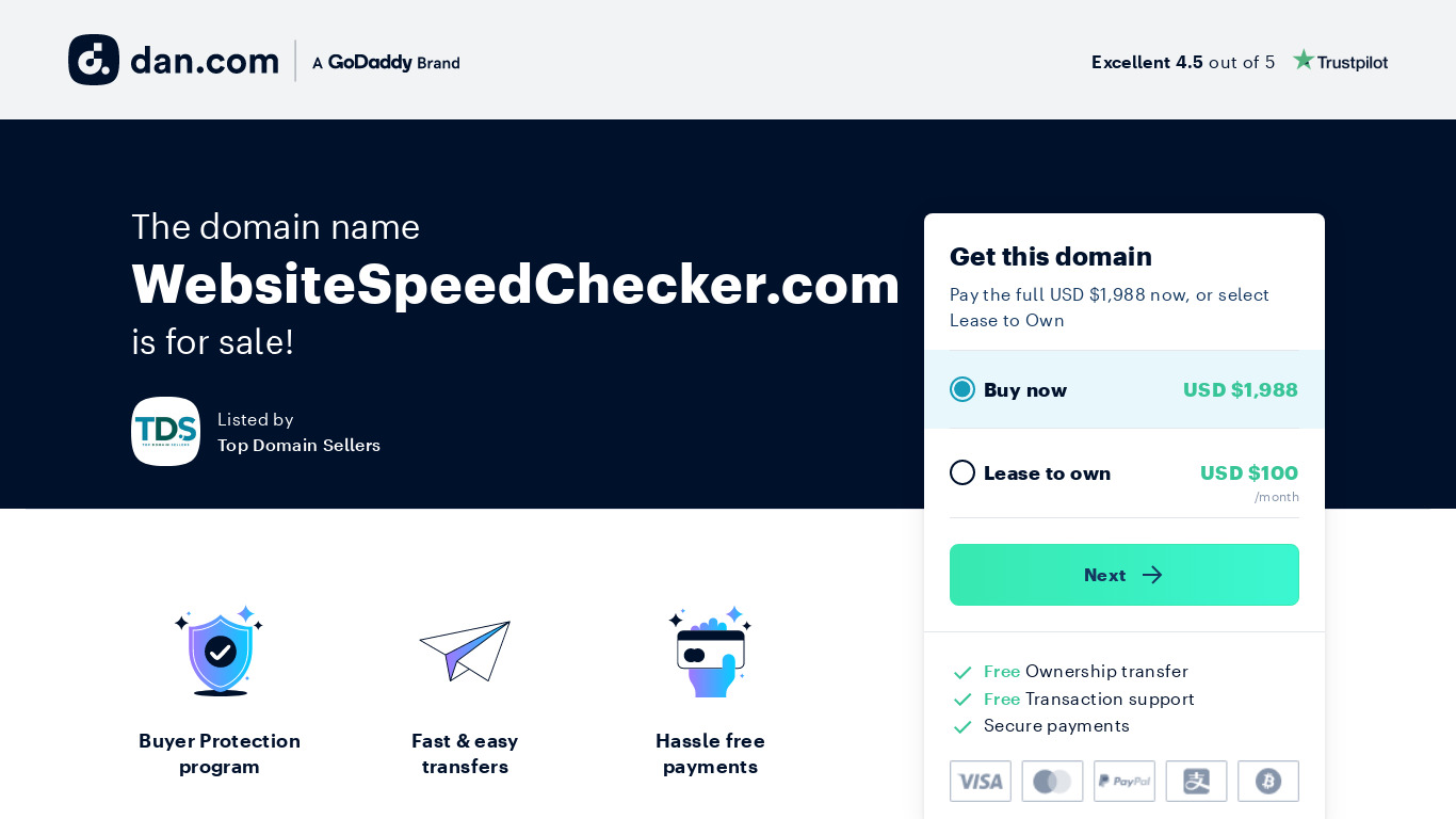 WebsiteSpeedChecker.com Landing page