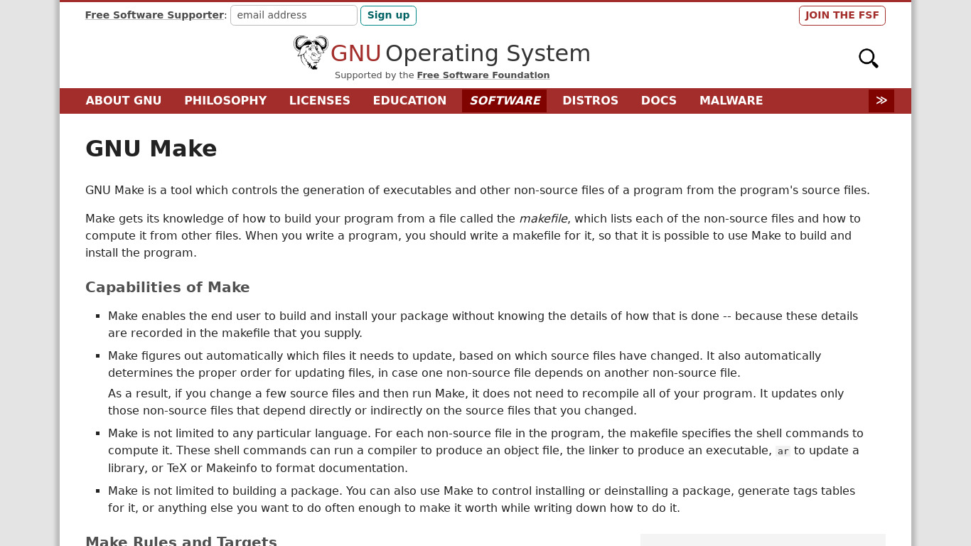 GNU Make Landing page