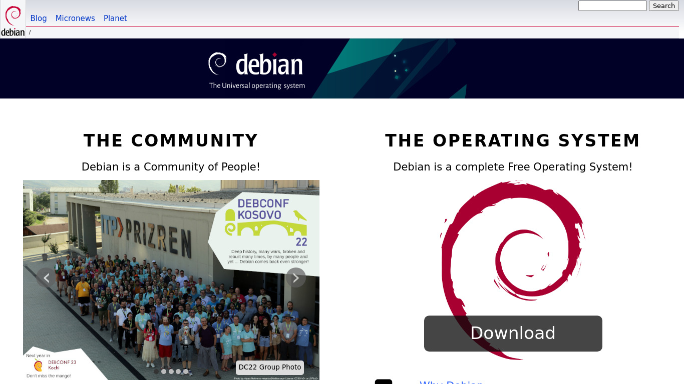 Debian Landing page
