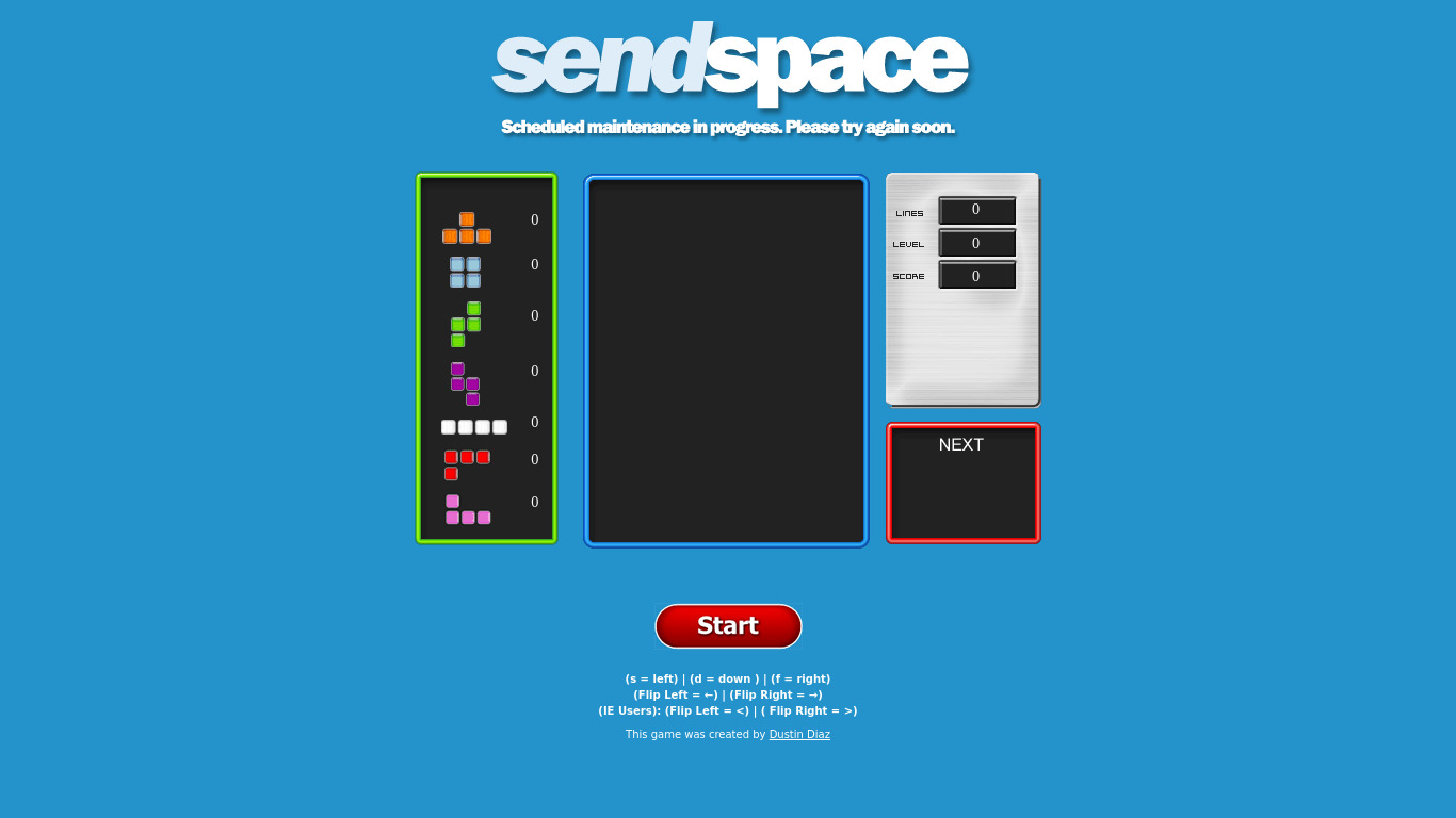 SendSpace Landing page