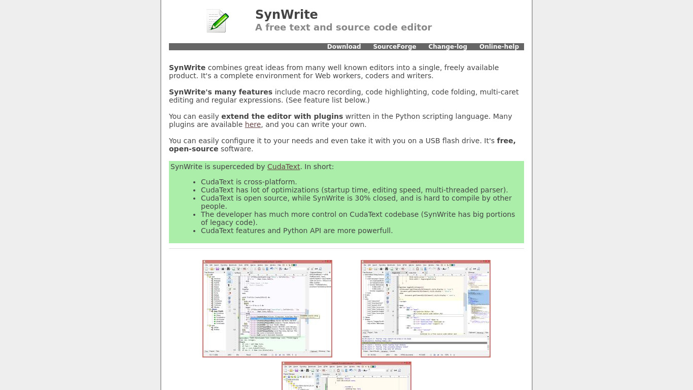 SynWrite Landing page