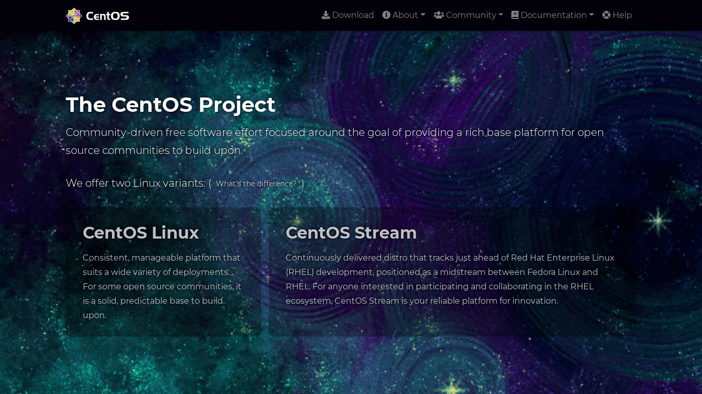 CentOS Landing page