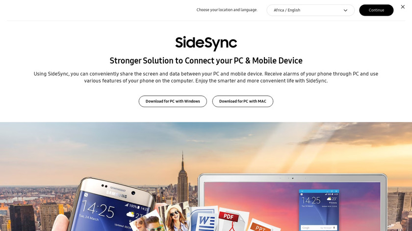 Samsung SideSync Landing Page
