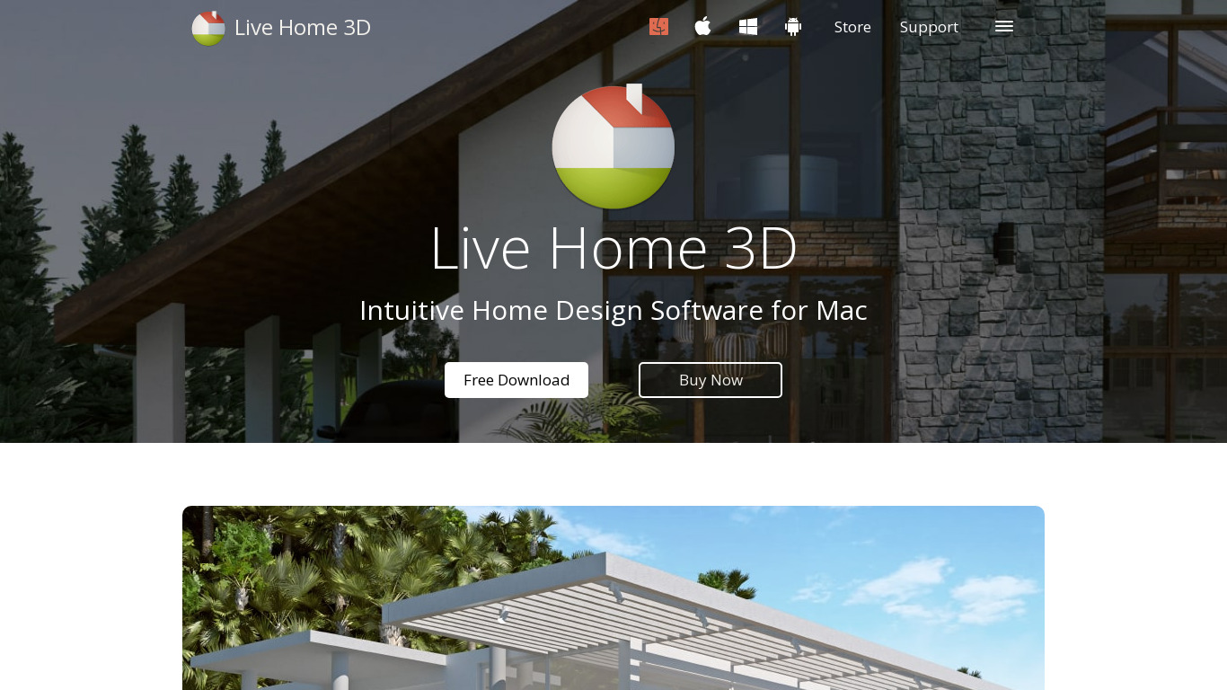 Live Home 3D Landing page