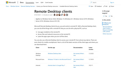Microsoft Remote Desktop clients image
