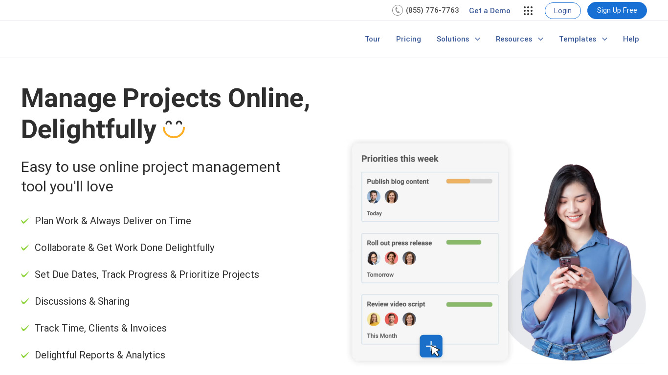 ProProfs Project Landing page