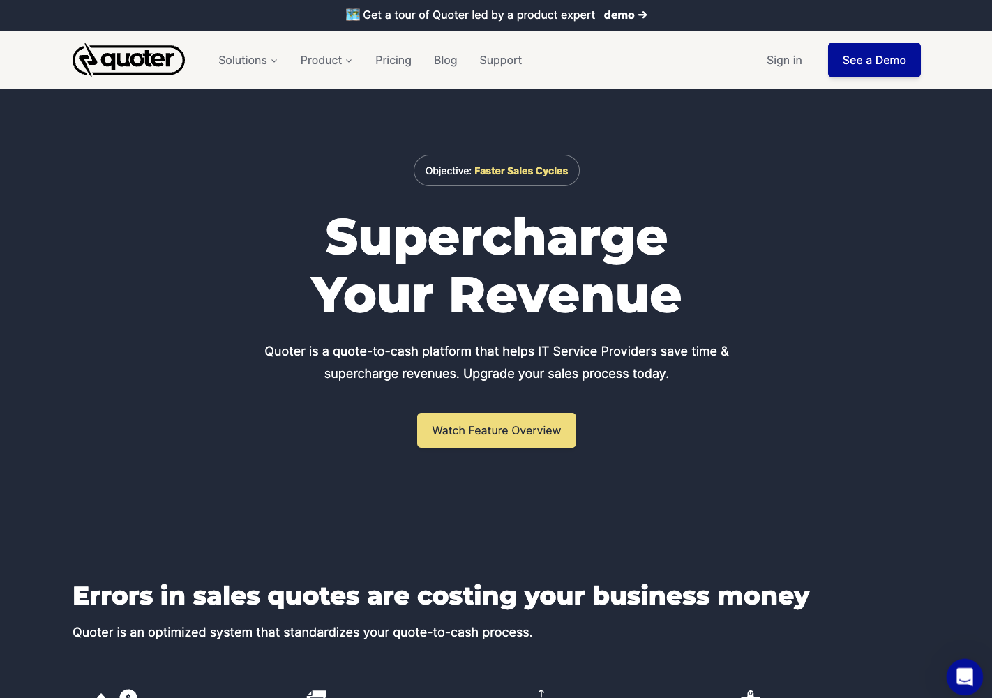 Quoter Landing page