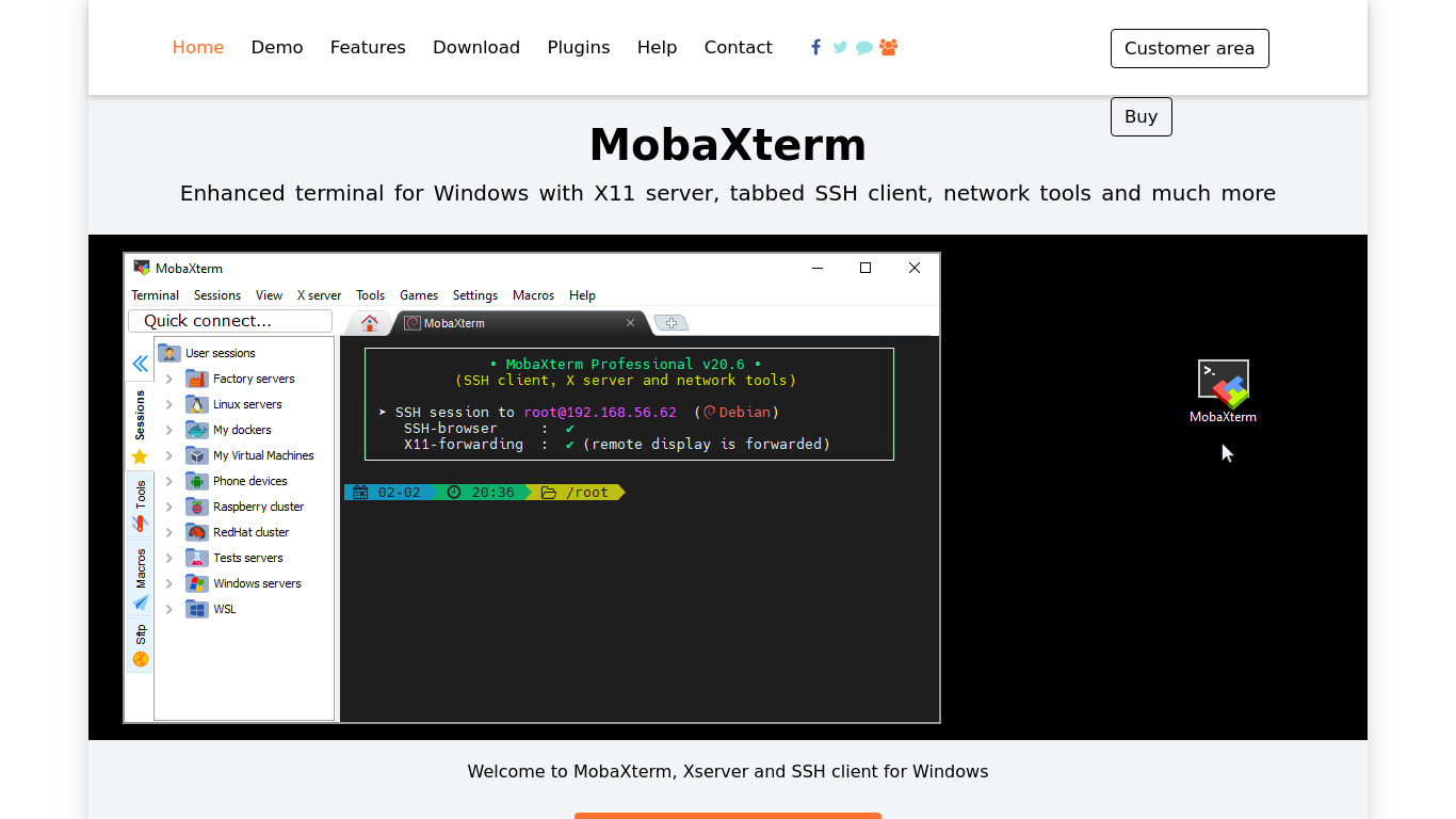 MobaXterm Landing page