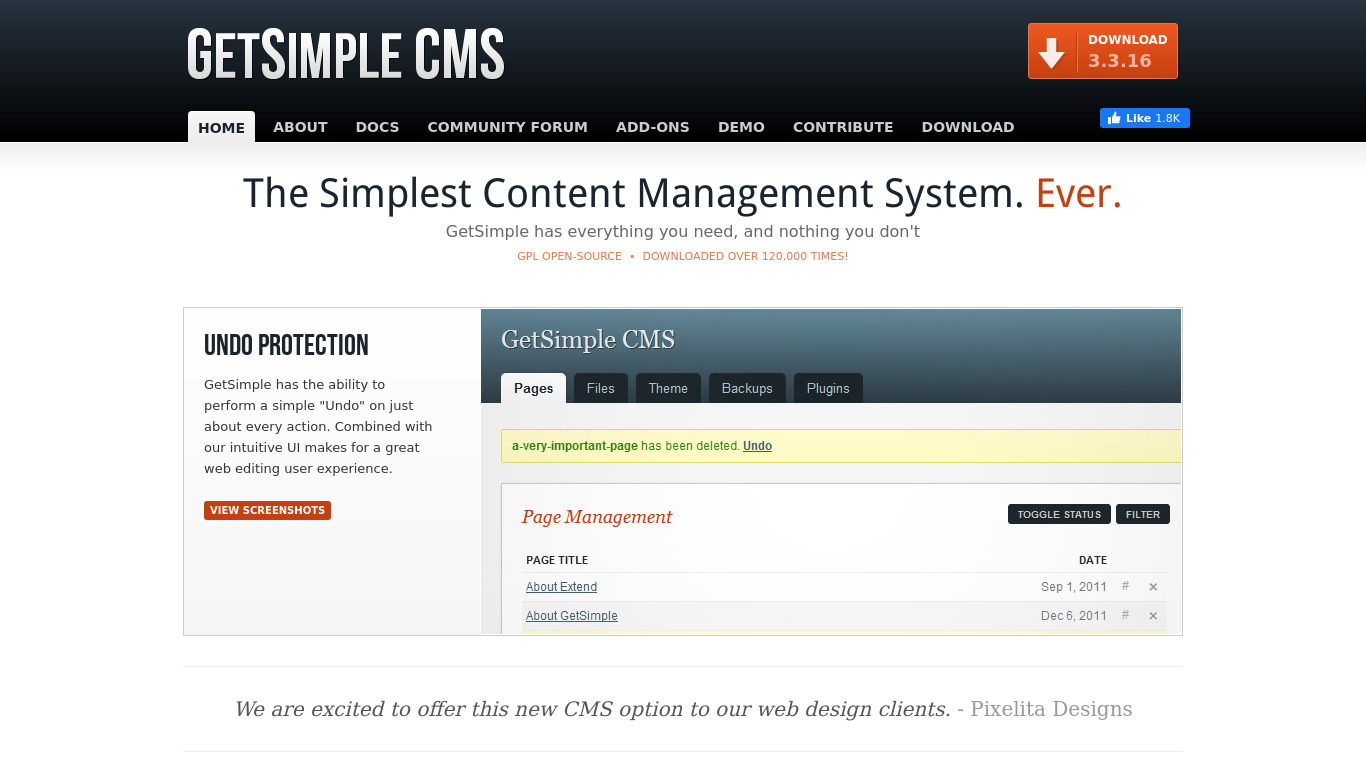 GetSimple CMS Landing page