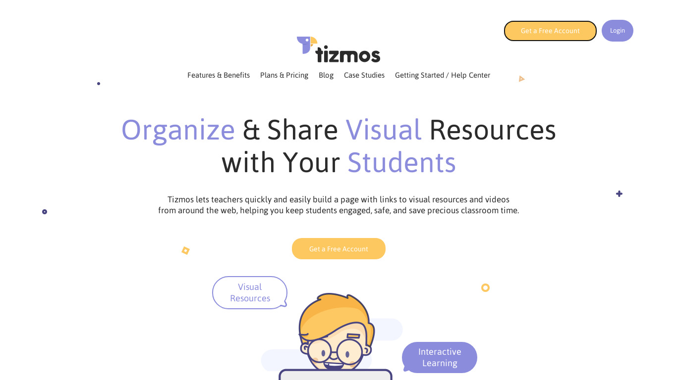 Tizmos Landing page