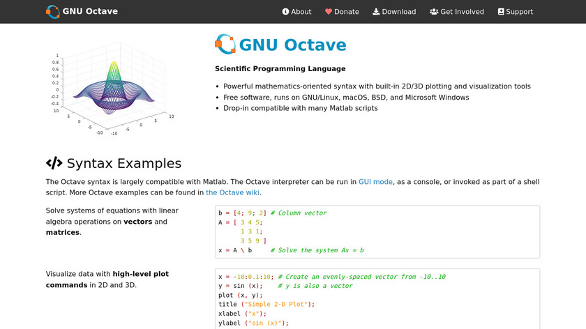 GNU Octave Landing Page