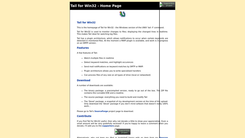 Tail for Win32 Landing Page