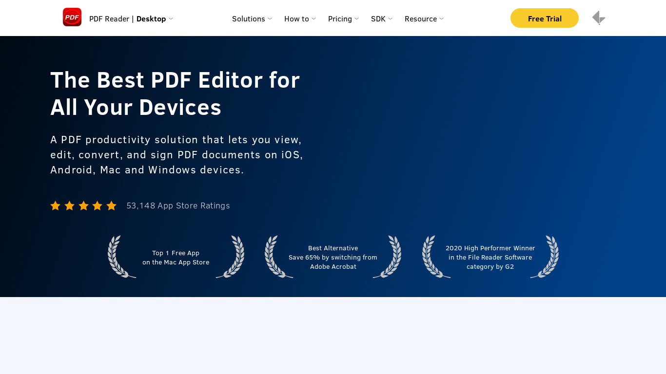 KDAN Mobile PDF Reader Landing page