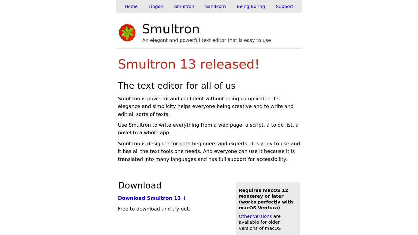 Smultron Landing page