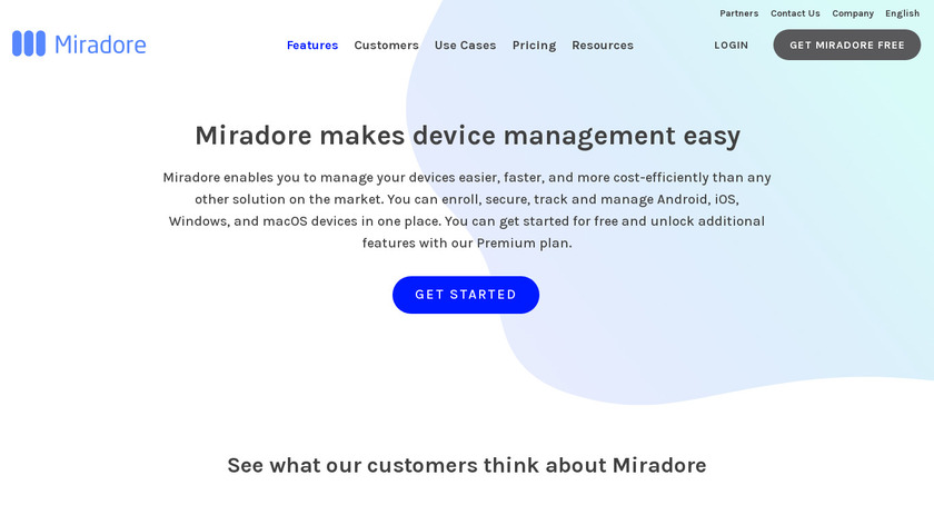 Miradore Online Landing Page