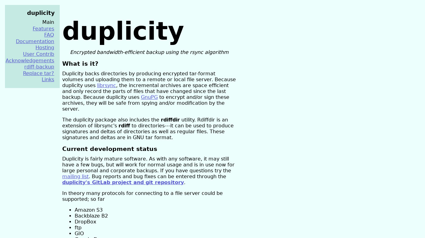 Duplicity Landing page