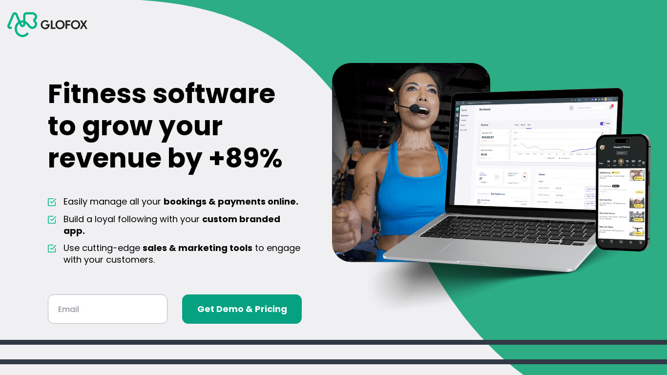 Glofox Landing page