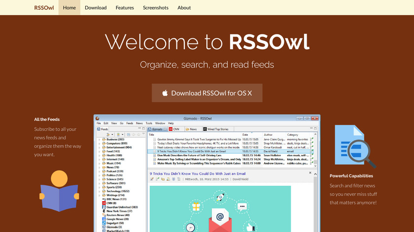 RSSOwl Landing Page