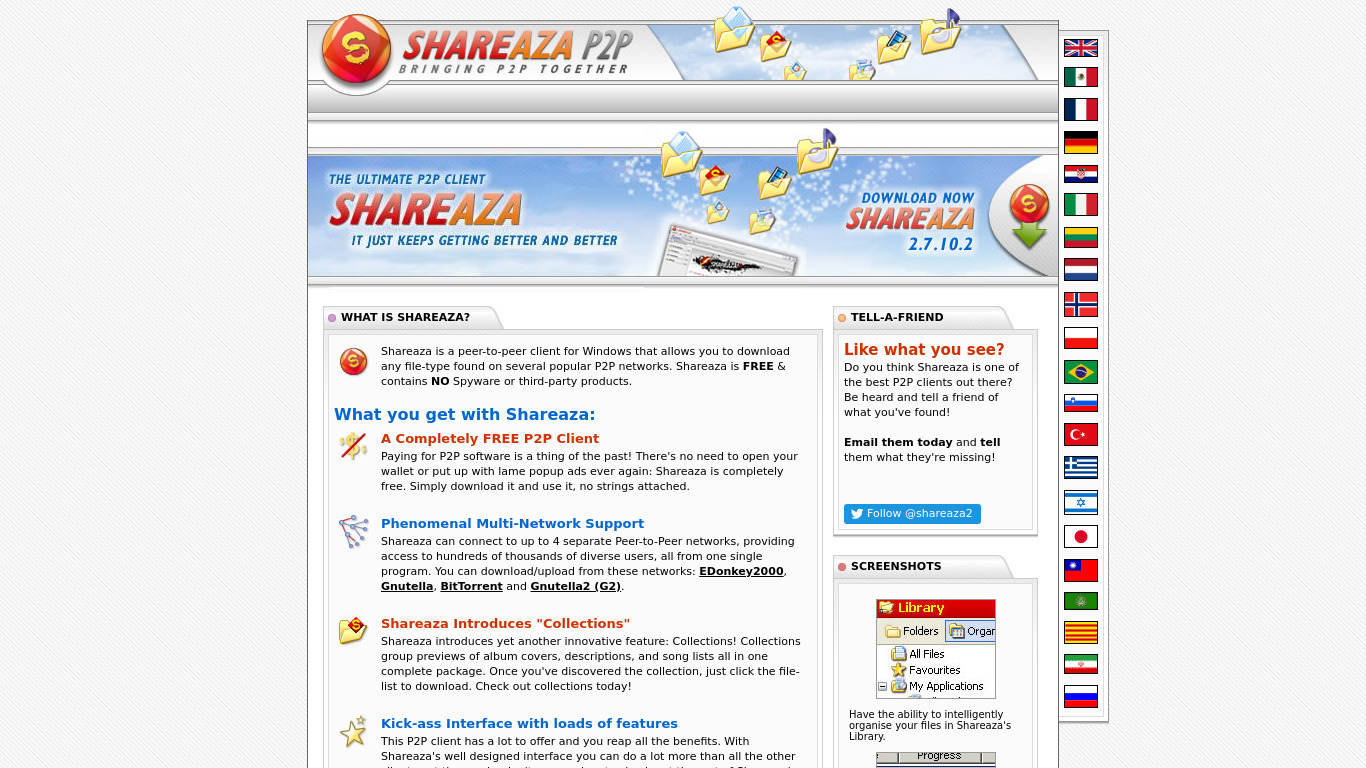 Shareaza Landing page