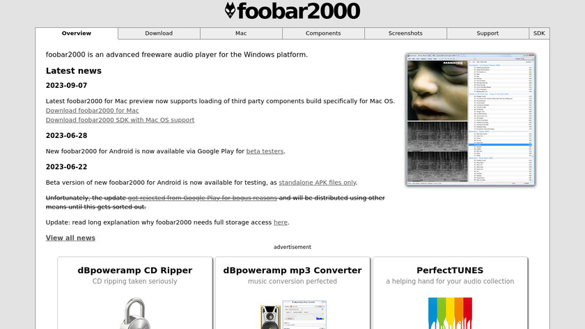 foobar2000 Landing Page
