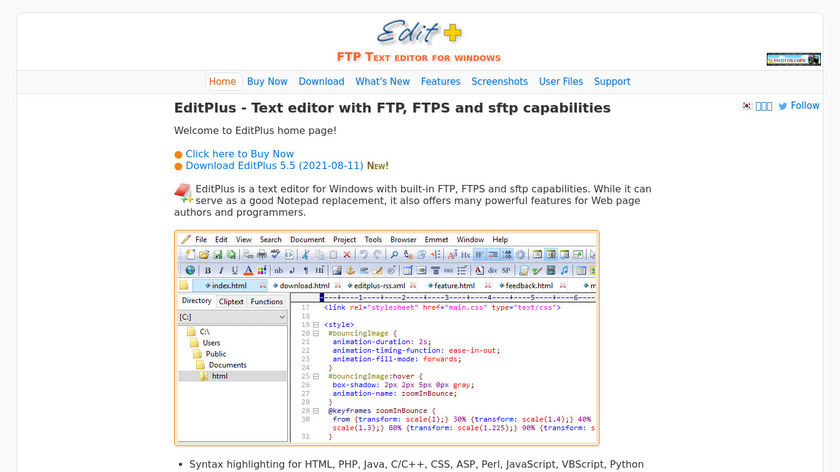 EditPlus Landing Page