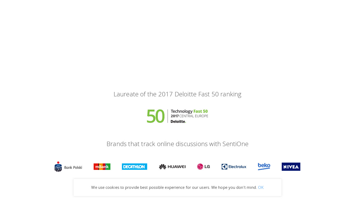 SentiOne Landing page