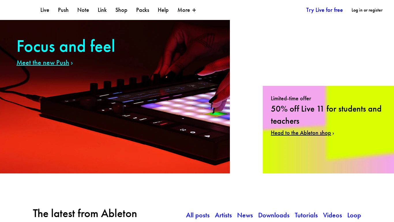Ableton Live Landing page