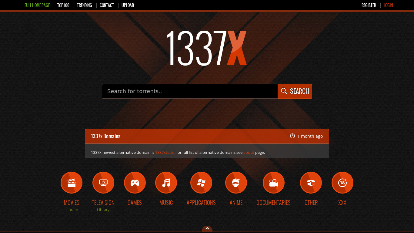 1377x Landing page