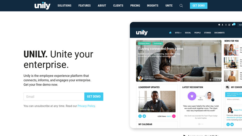 Unily Landing Page