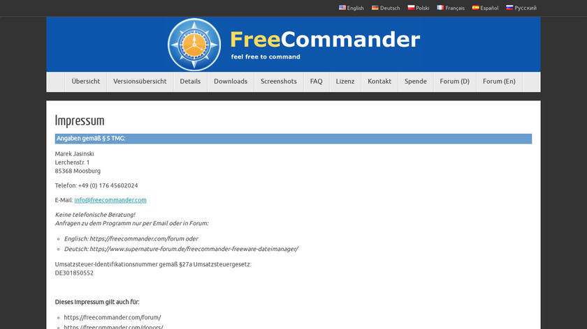 FreeCommander Landing Page
