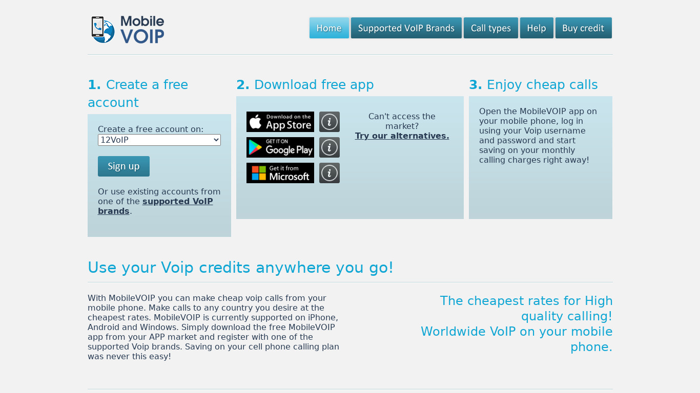 Mobilevoip Landing page