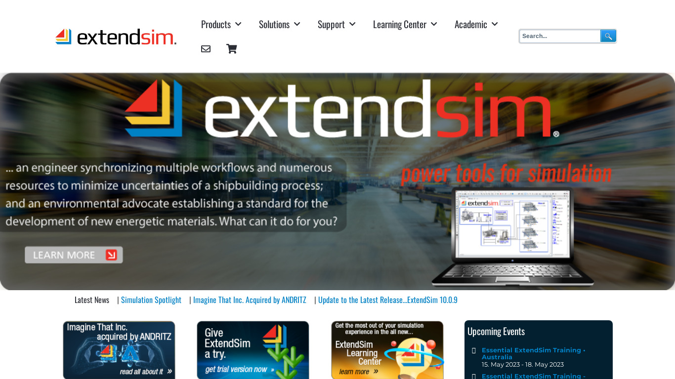 ExtendSim Landing page