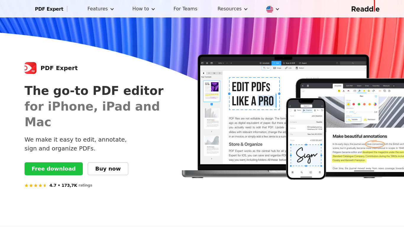 PDF Expert Landing page