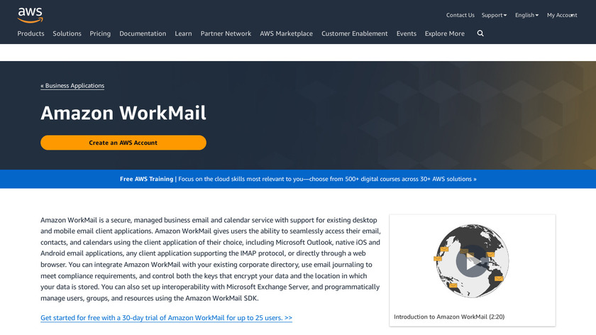 Amazon WorkMail Landing Page