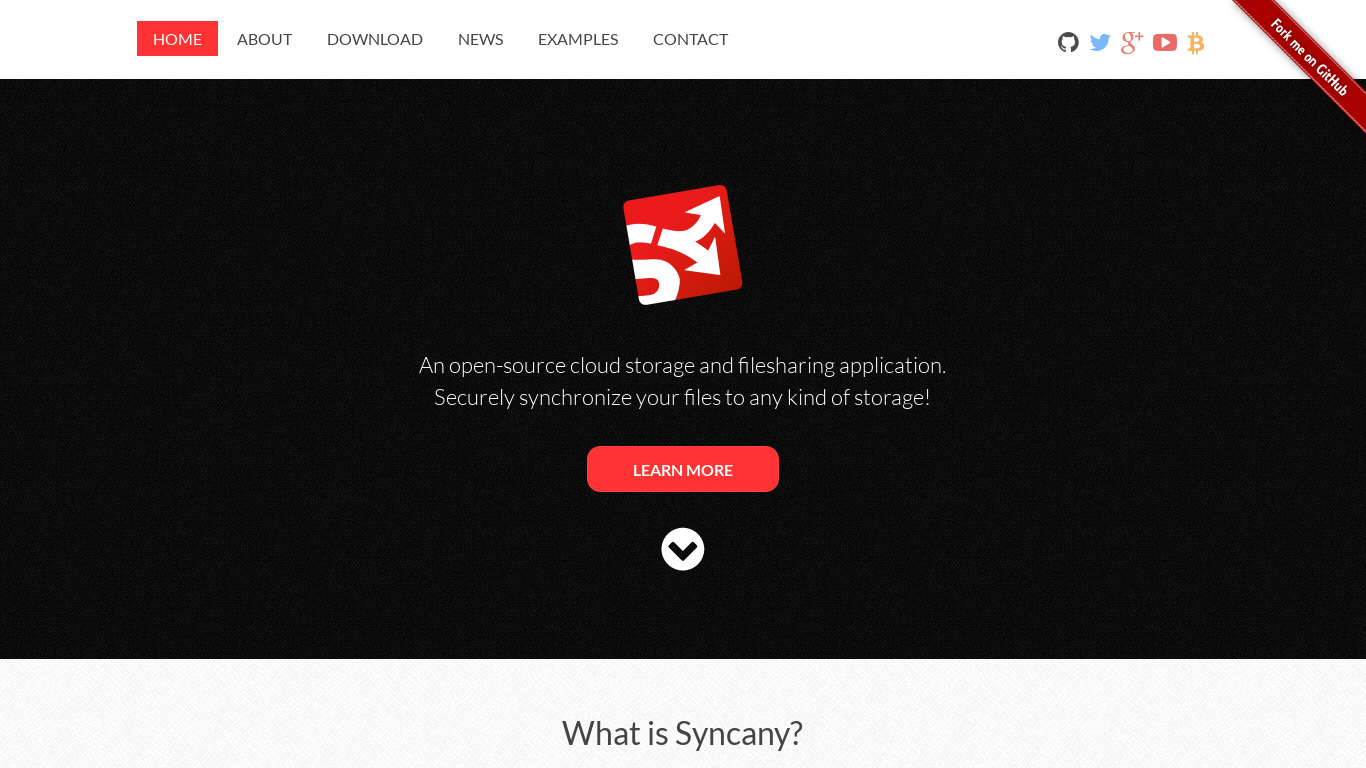 Syncany Landing page