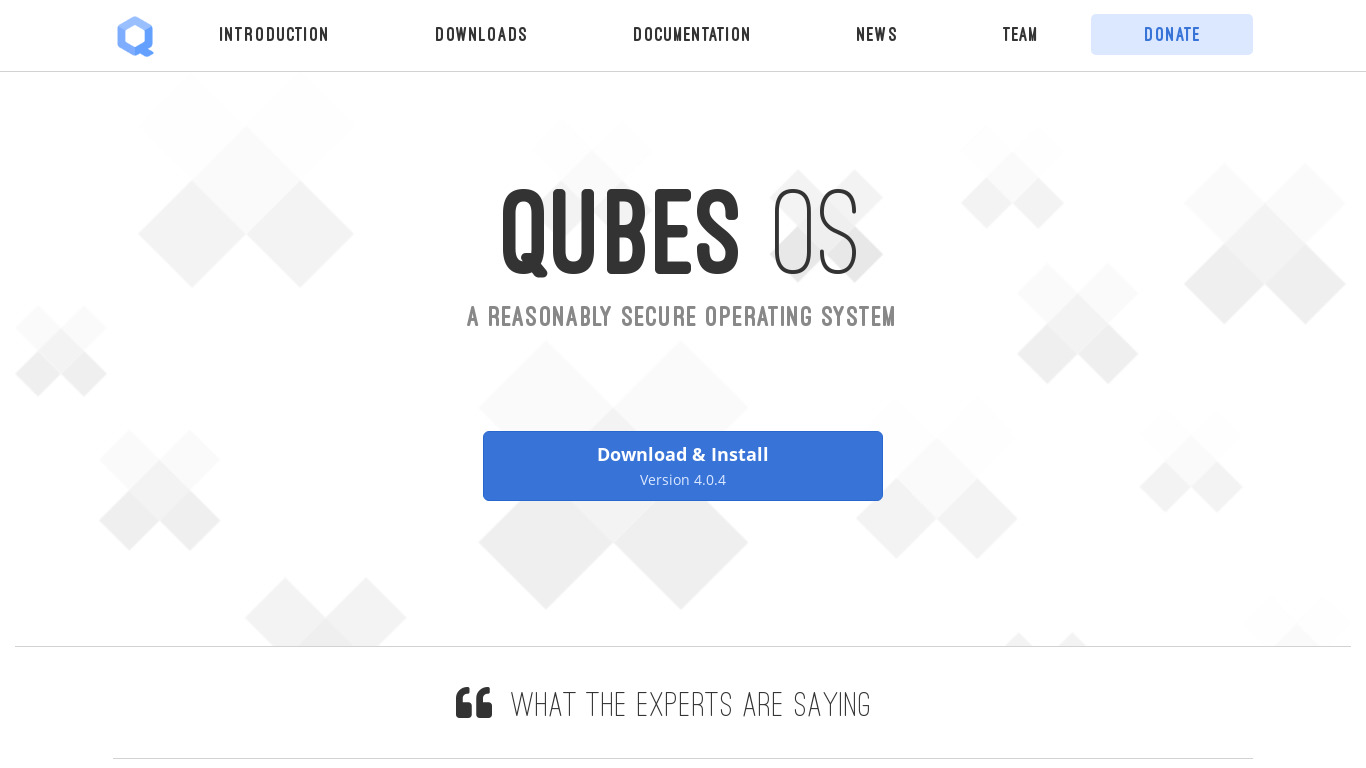 Qubes OS Landing page