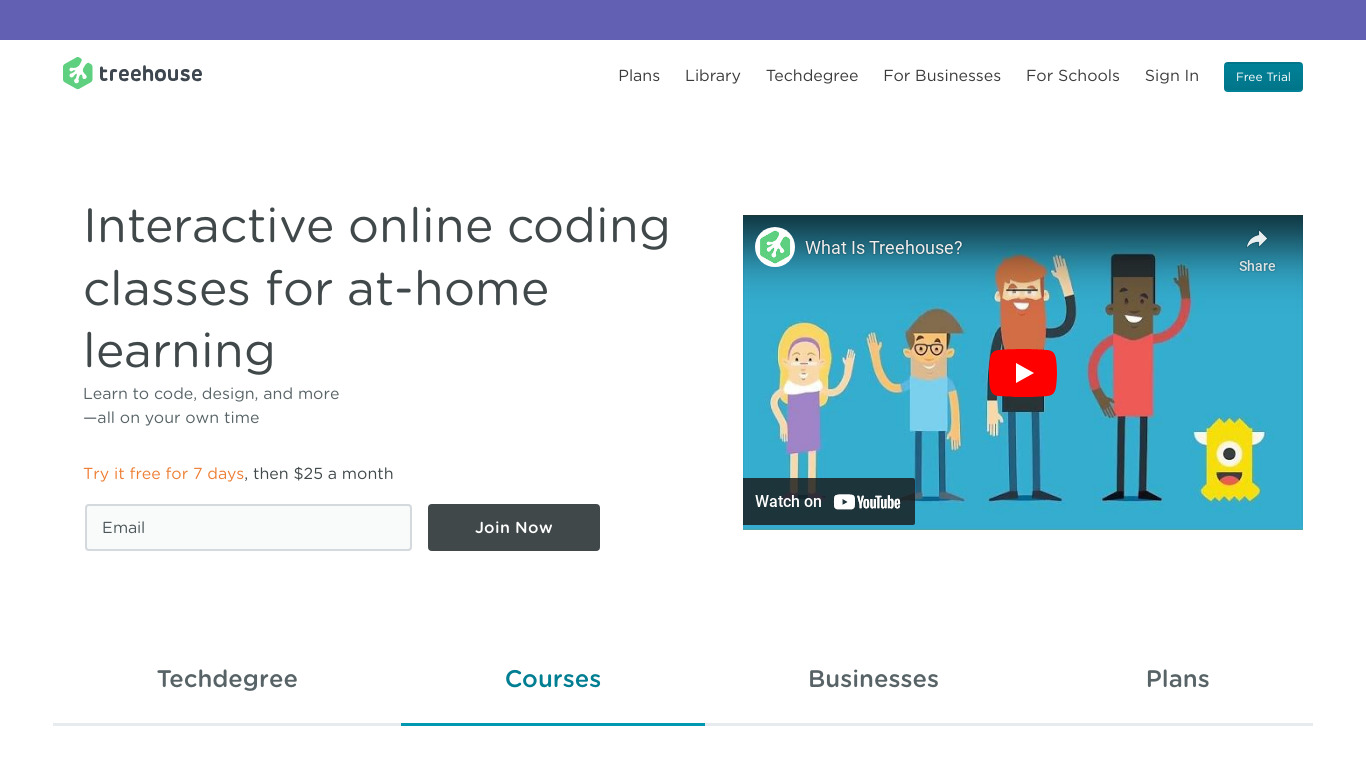 Treehouse Landing page