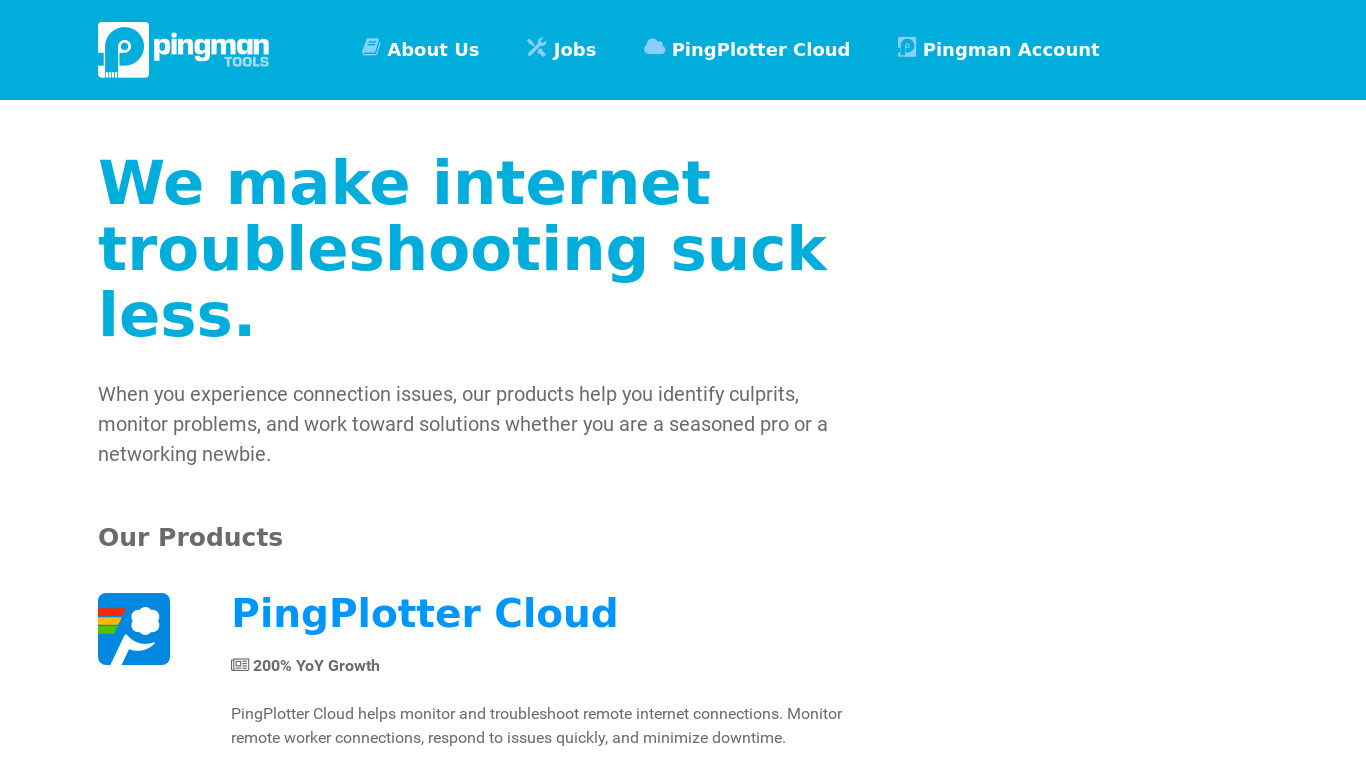 PingPlotter Landing page