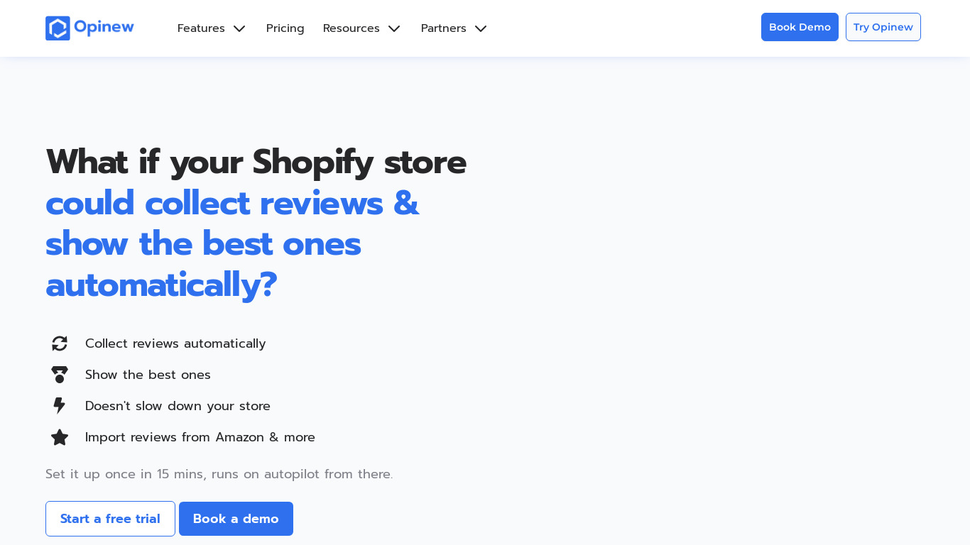Opinew Product Reviews Landing page