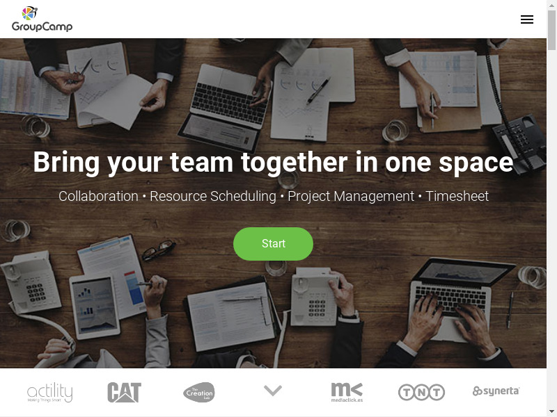GroupCamp Project Landing page
