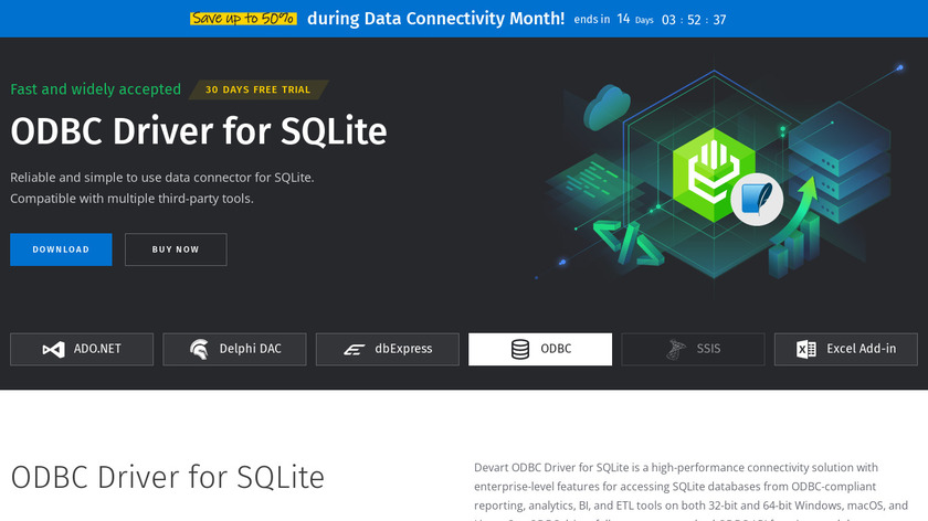 Devart ODBC Driver for SQLite Landing Page