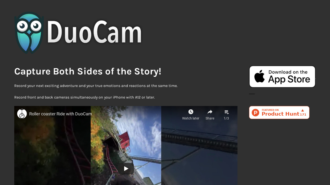 DuoCam Landing page