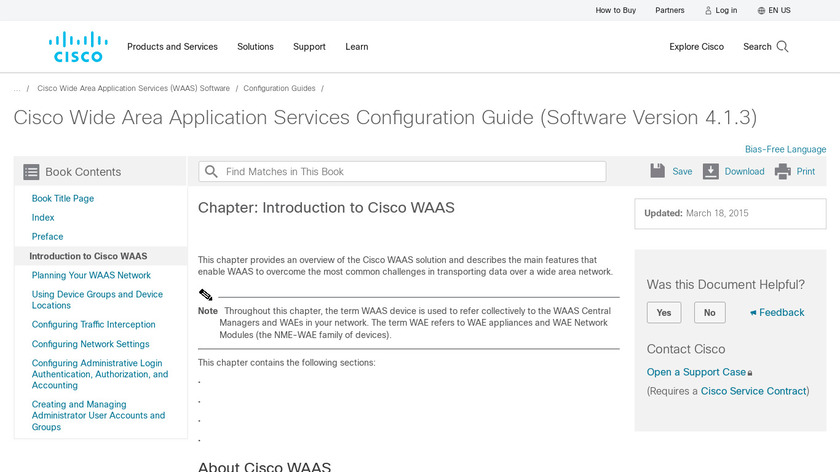 Cisco WAAS Landing Page