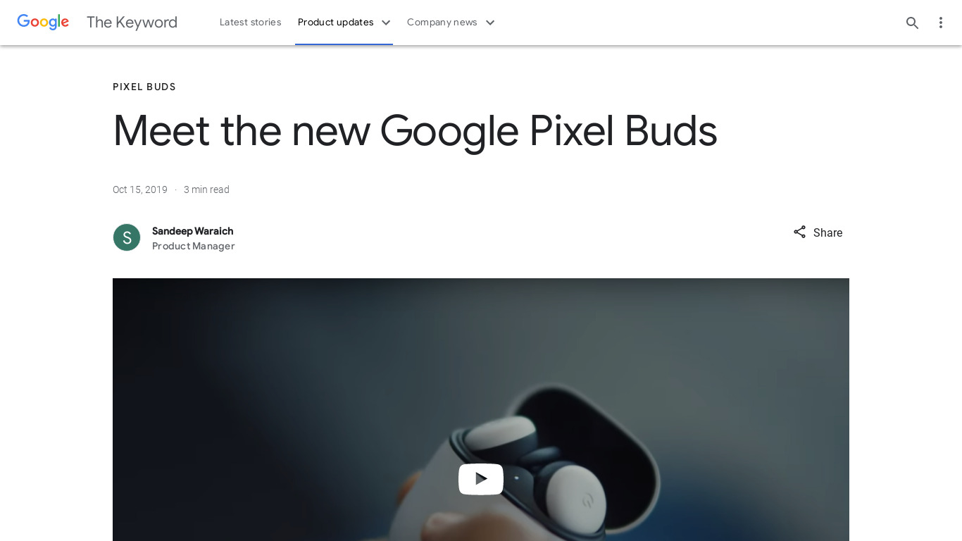The New Google Pixel Buds Landing page