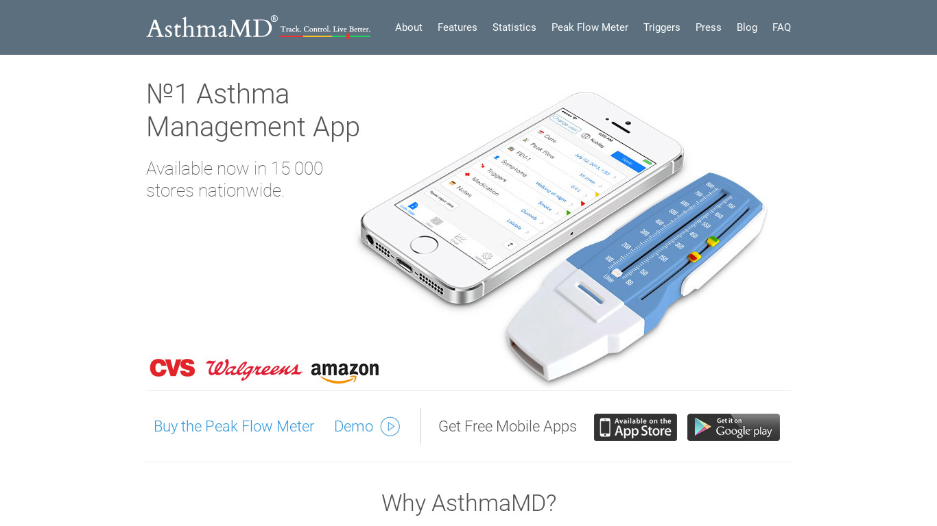 AsthmaMD Landing page
